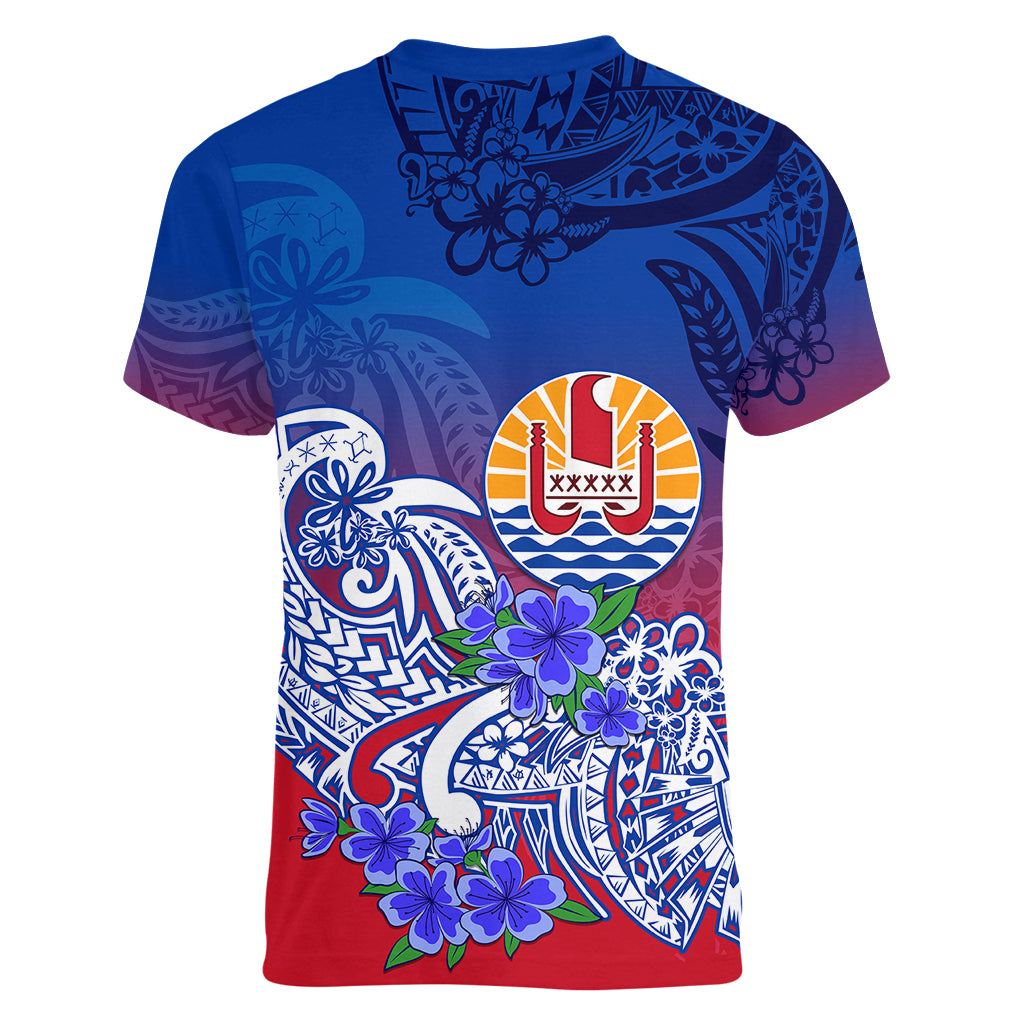 Tahiti Women V Neck T Shirt Polynesian Floral Tribal LT9 - Polynesian Pride