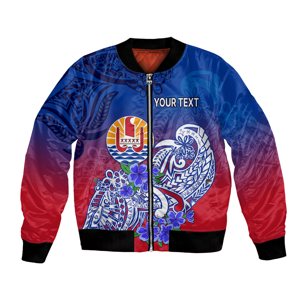 (Custom Personalised) Tahiti Bomber Jacket Polynesian Floral Tribal LT9 Unisex Blue - Polynesian Pride