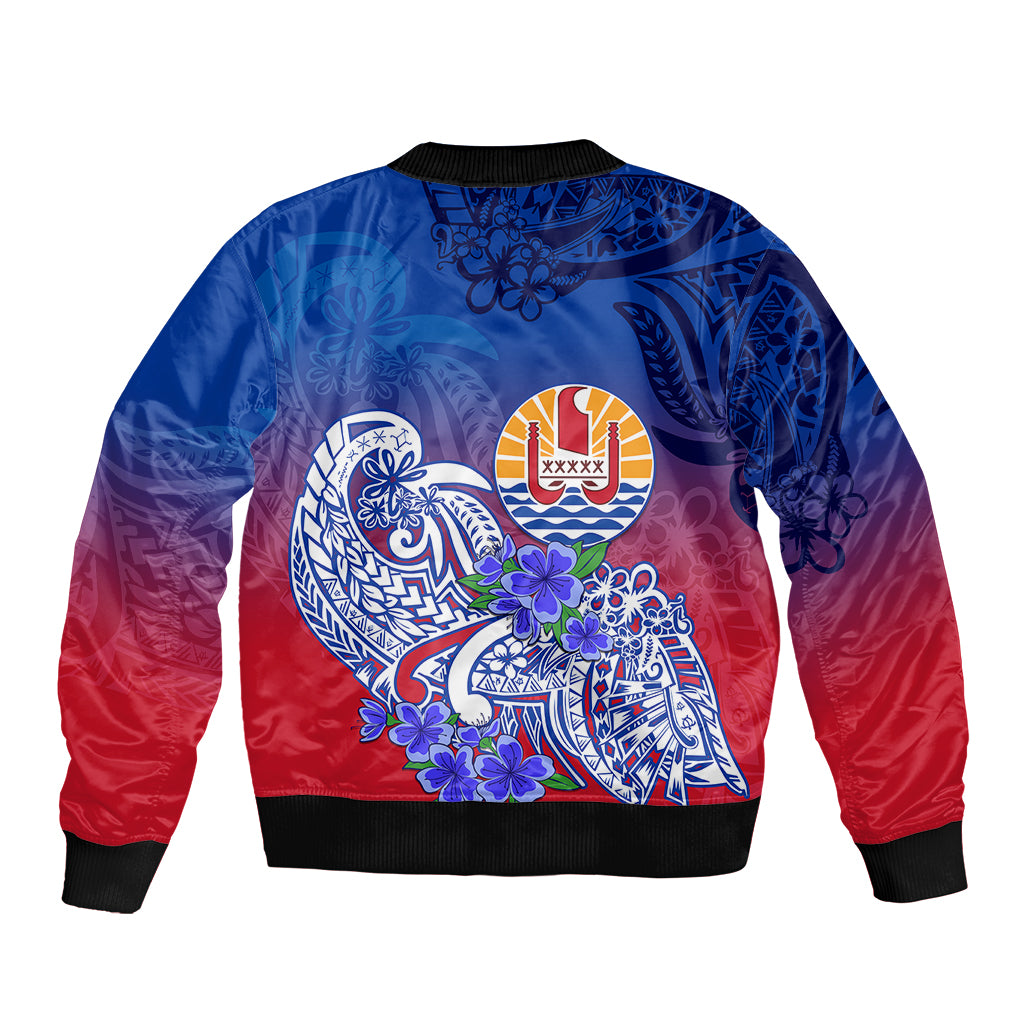 (Custom Personalised) Tahiti Sleeve Zip Bomber Jacket Polynesian Floral Tribal LT9 - Polynesian Pride