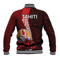 Tahiti Baseball Jacket Polynesian Coat Of Arm With Hibiscus LT9 - Polynesian Pride