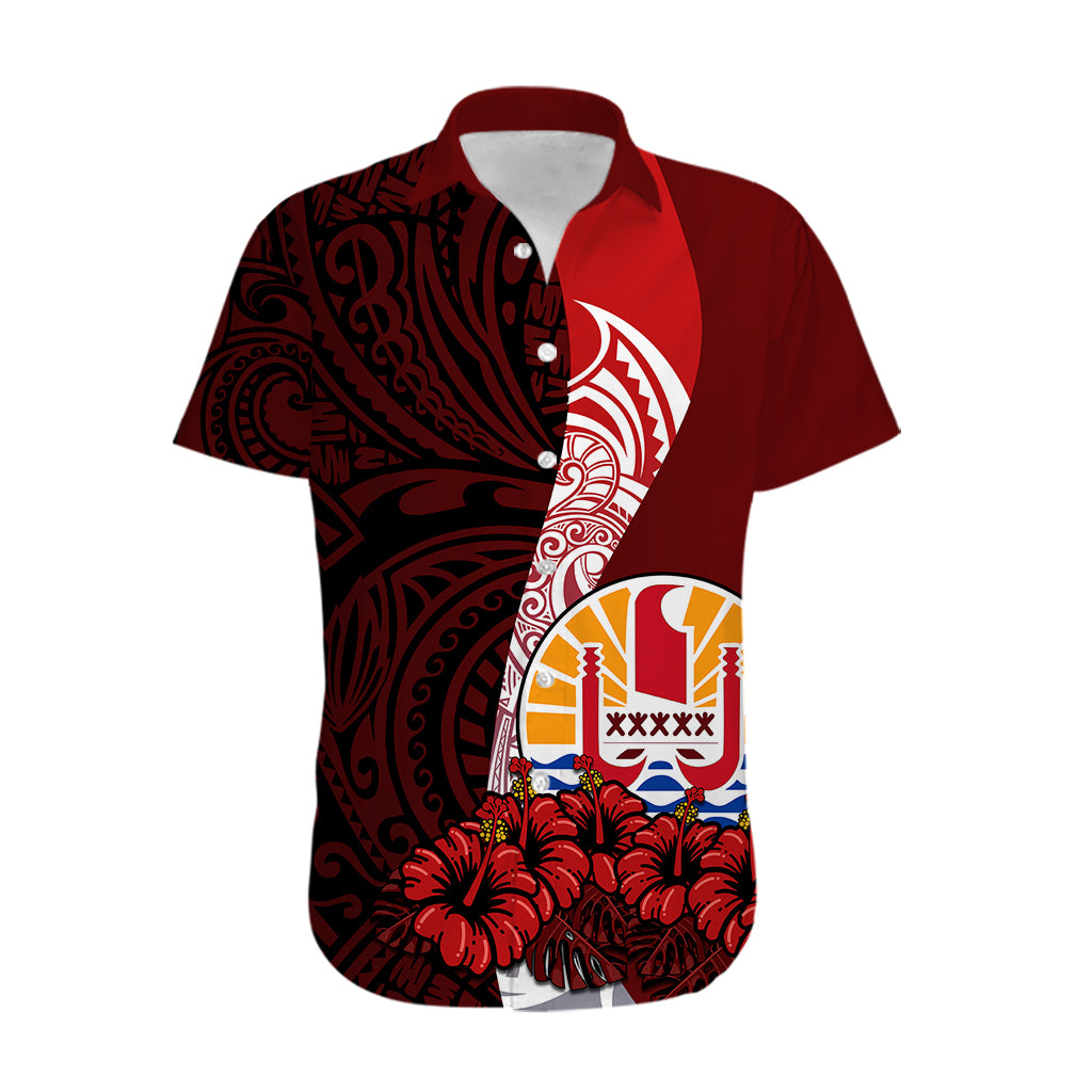 Tahiti Hawaiian Shirt Polynesian Coat Of Arm With Hibiscus LT9 - Polynesian Pride