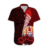 Tahiti Hawaiian Shirt Polynesian Coat Of Arm With Hibiscus LT9 - Polynesian Pride