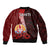 Tahiti Sleeve Zip Bomber Jacket Polynesian Coat Of Arm With Hibiscus LT9 - Polynesian Pride