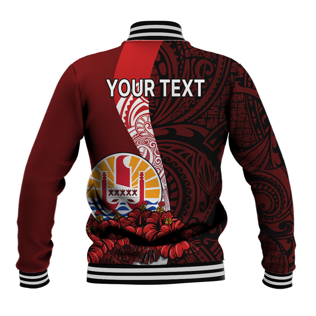 (Custom Personalised) Tahiti Baseball Jacket Polynesian Coat Of Arm With Hibiscus LT9 - Polynesian Pride