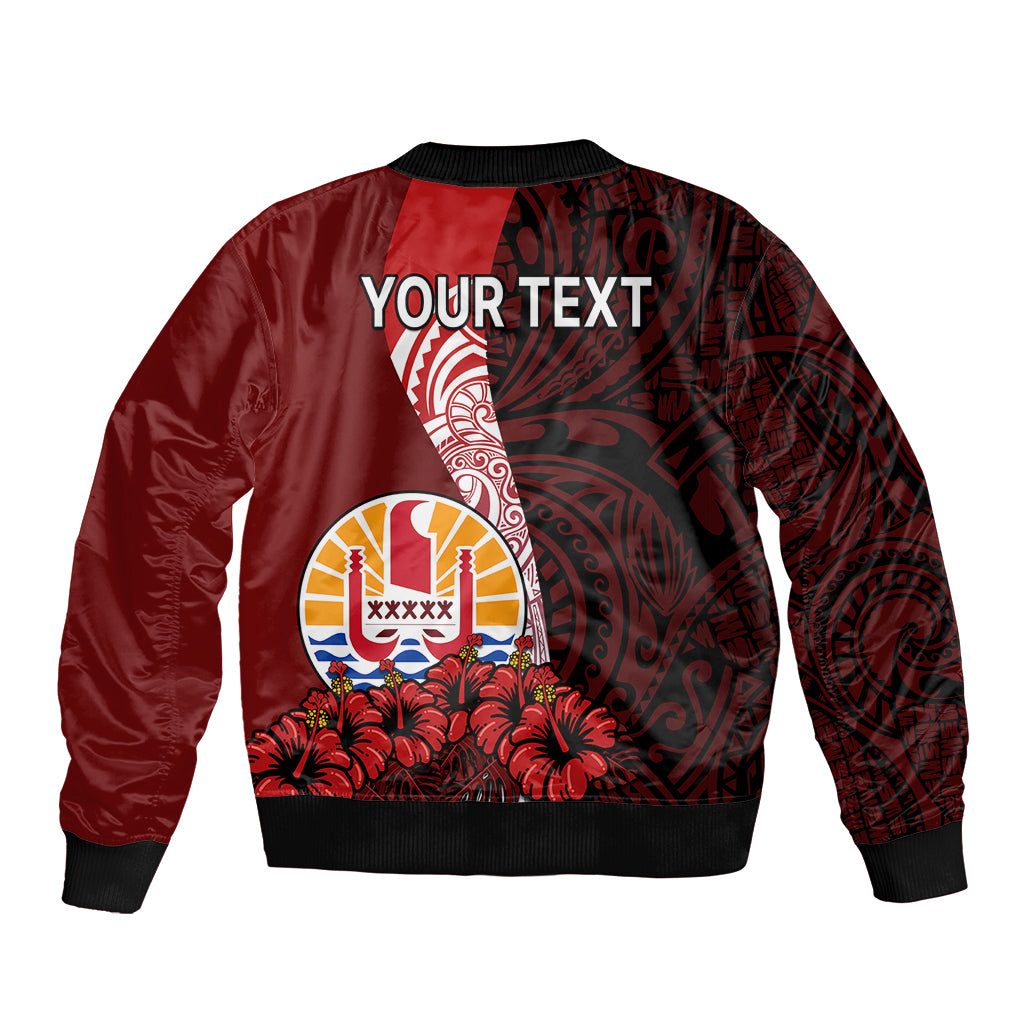 (Custom Personalised) Tahiti Bomber Jacket Polynesian Coat Of Arm With Hibiscus LT9 - Polynesian Pride