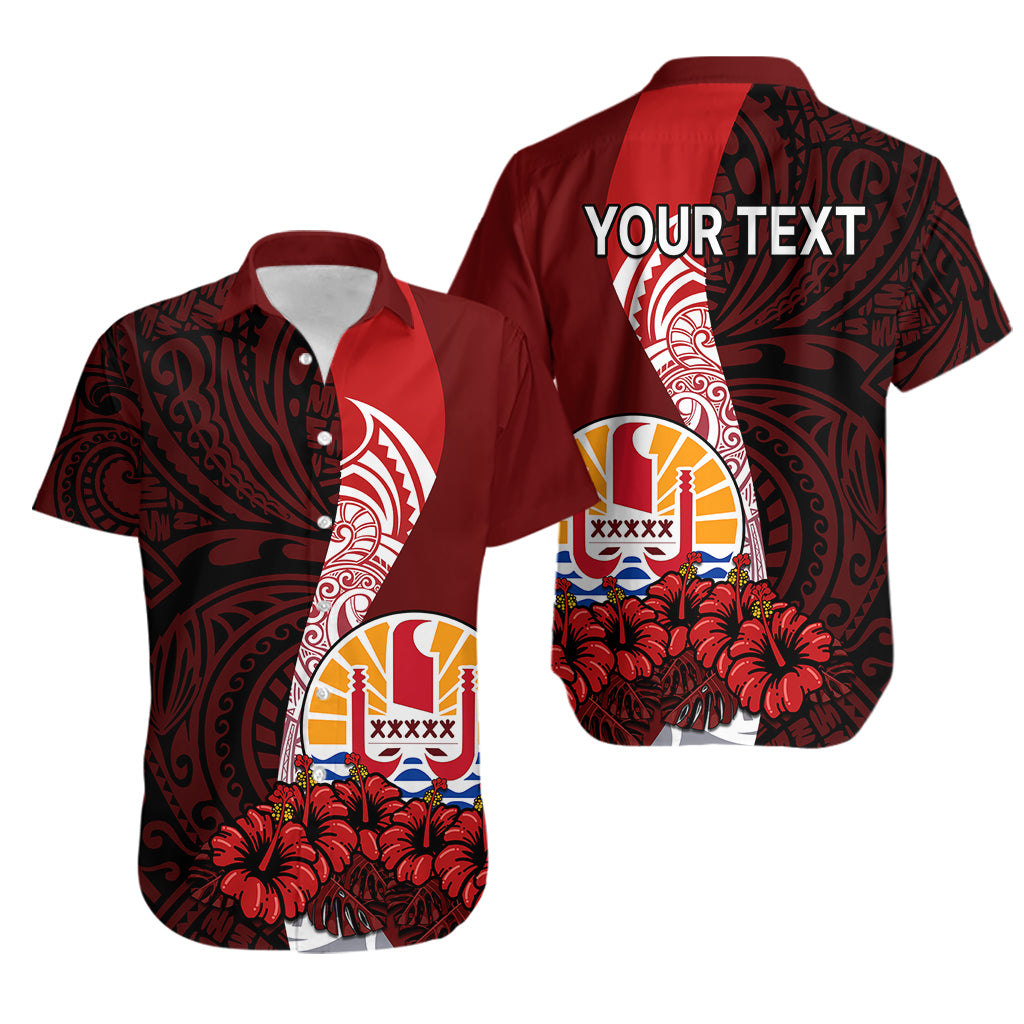 (Custom Personalised) Tahiti Hawaiian Shirt Polynesian Coat Of Arm With Hibiscus LT9 Red - Polynesian Pride
