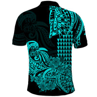 Hawaii Kakau Polo Shirt Polynesian Floral Tribal Aqua Version LT9 - Polynesian Pride