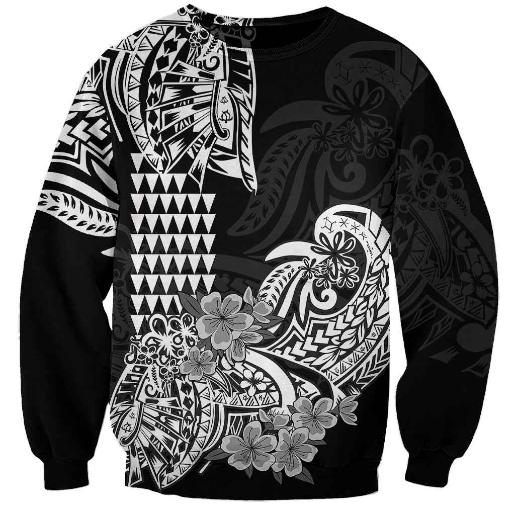 Hawaii Kakau Sweatshirt Polynesian Floral Tribal Black Version LT9 Unisex Black - Polynesian Pride