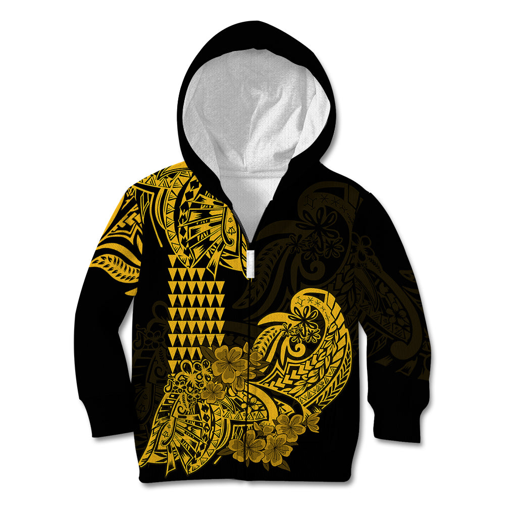 Hawaii Kakau Kid Hoodie Polynesian Floral Tribal Gold Version LT9 - Polynesian Pride