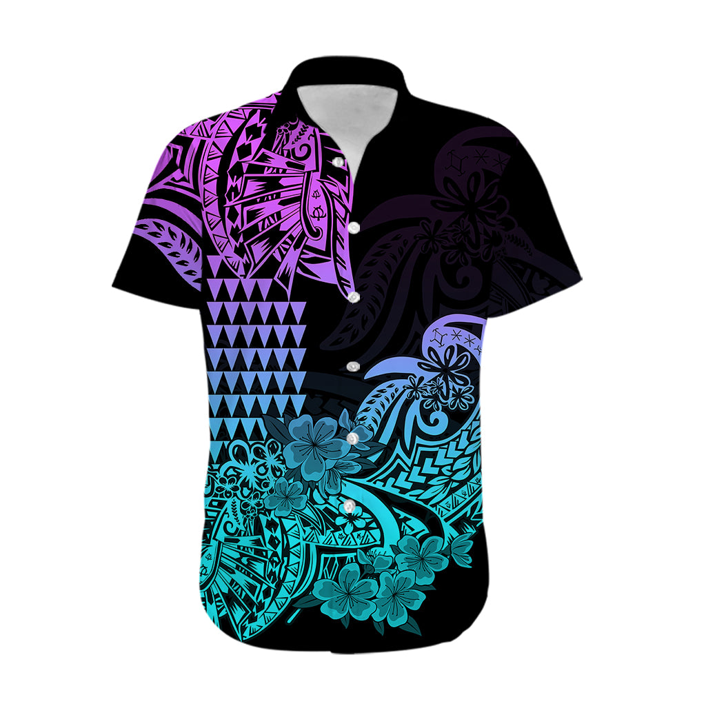 Hawaii Kakau Hawaiian Shirt Polynesian Floral Tribal Heliotrope Version LT9 - Polynesian Pride