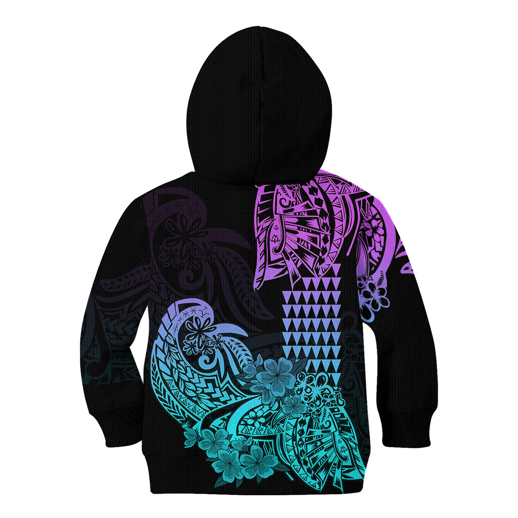 Hawaii Kakau Kid Hoodie Polynesian Floral Tribal Heliotrope Version LT9 - Polynesian Pride