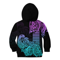 Hawaii Kakau Kid Hoodie Polynesian Floral Tribal Heliotrope Version LT9 - Polynesian Pride