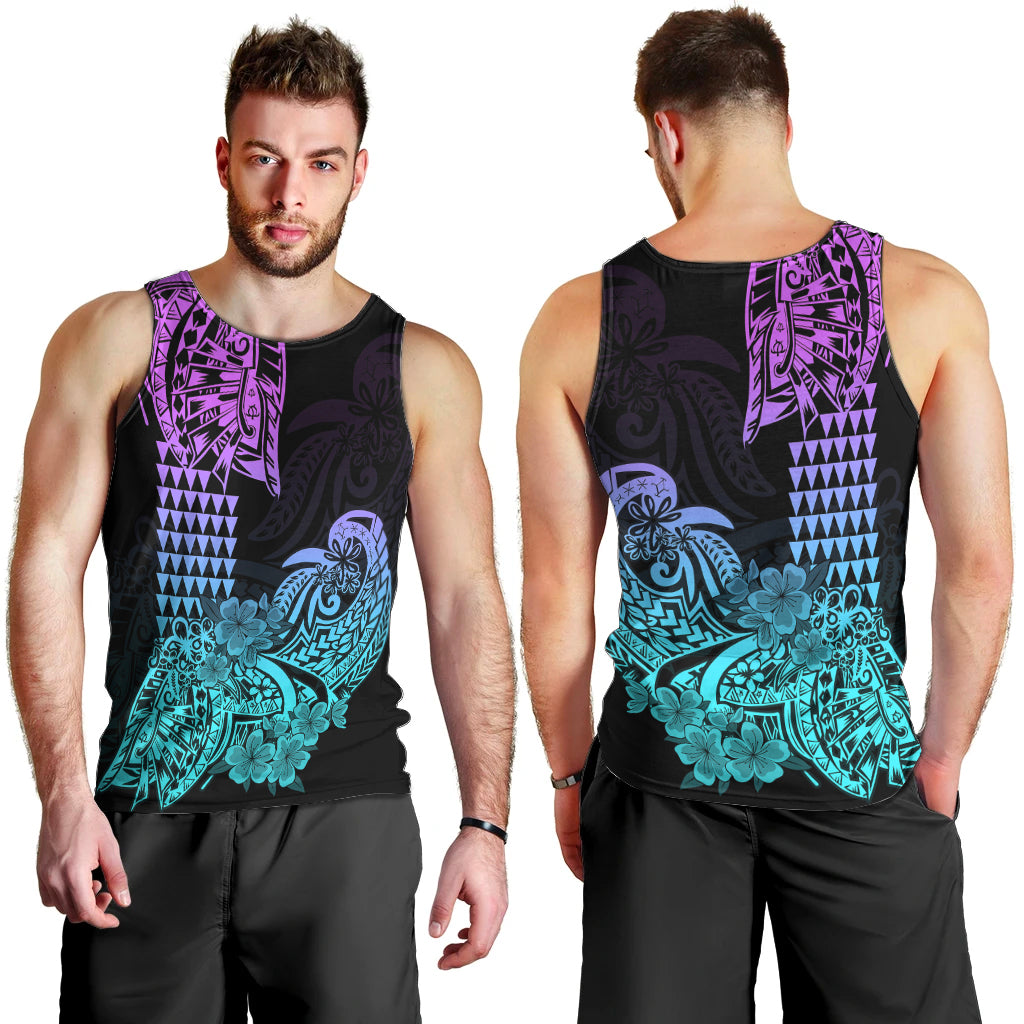 Hawaii Kakau Men Tank Top Polynesian Floral Tribal Heliotrope Version LT9 - Polynesian Pride