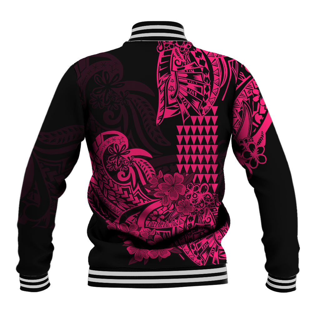Hawaii Kakau Baseball Jacket Polynesian Floral Tribal Pink Version LT9 - Polynesian Pride