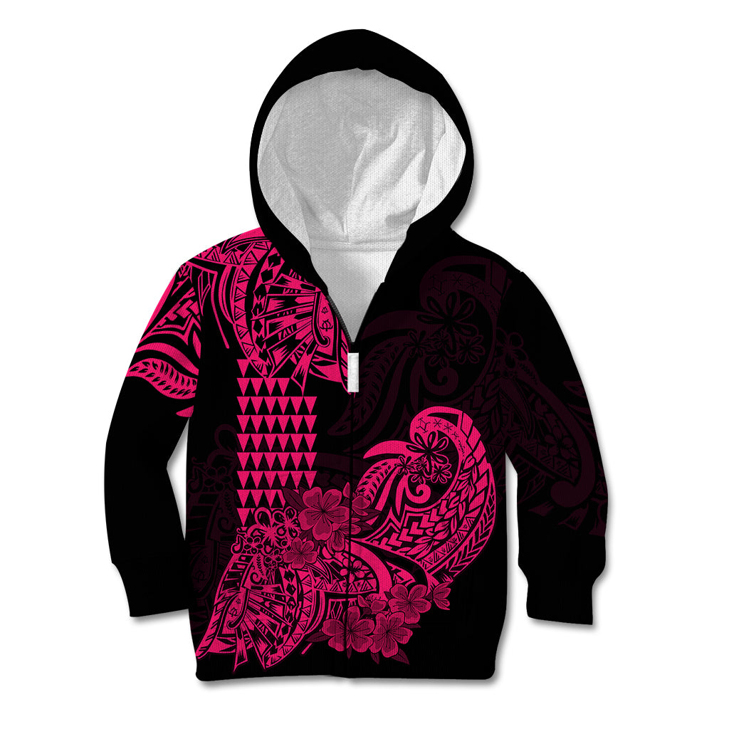Hawaii Kakau Kid Hoodie Polynesian Floral Tribal Pink Version LT9 - Polynesian Pride