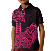 Hawaii Kakau Kid Polo Shirt Polynesian Floral Tribal Pink Version LT9 Kid Pink - Polynesian Pride