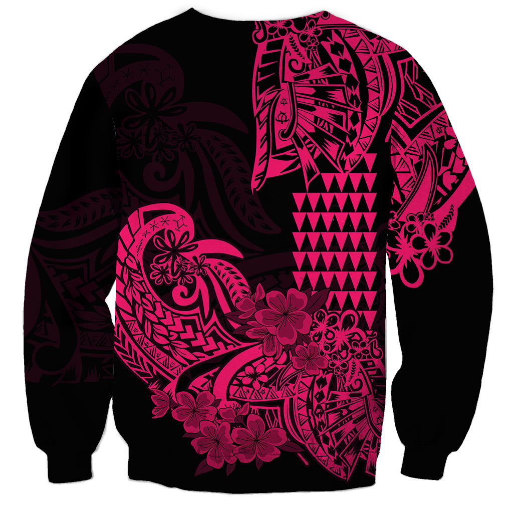 Hawaii Kakau Sweatshirt Polynesian Floral Tribal Pink Version LT9 - Polynesian Pride