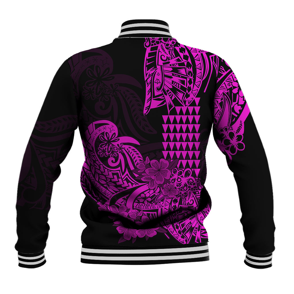 Hawaii Kakau Baseball Jacket Polynesian Floral Tribal Purple Version LT9 - Polynesian Pride