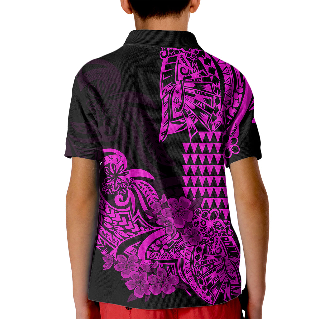 Hawaii Kakau Kid Polo Shirt Polynesian Floral Tribal Purple Version LT9 - Polynesian Pride
