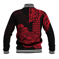 Hawaii Kakau Baseball Jacket Polynesian Floral Tribal Red Version LT9 - Polynesian Pride