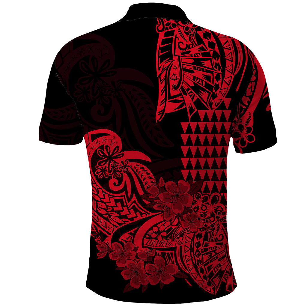Hawaii Kakau Polo Shirt Polynesian Floral Tribal Red Version LT9 - Polynesian Pride
