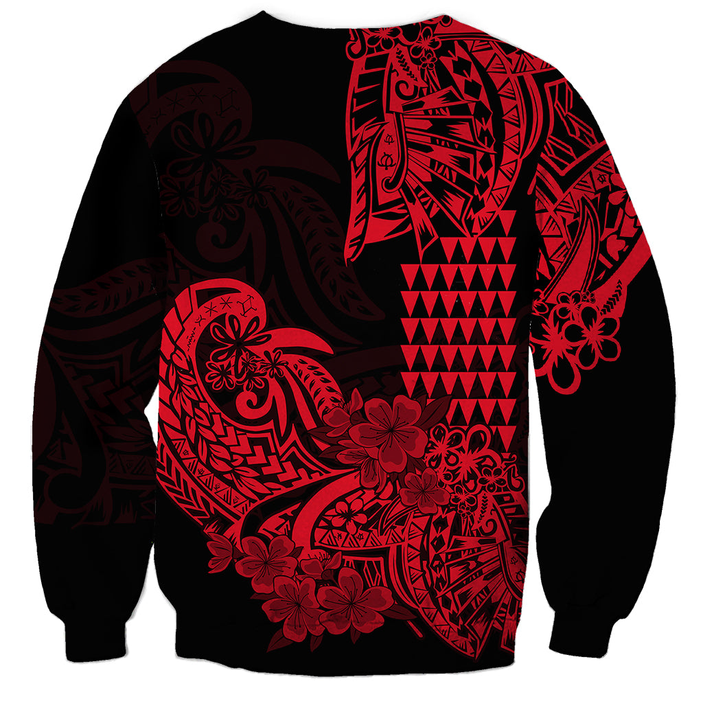 Hawaii Kakau Sweatshirt Polynesian Floral Tribal Red Version LT9 - Polynesian Pride