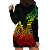 Hawaii Kakau Hoodie Dress Polynesian Floral Tribal Reggae Version LT9 - Polynesian Pride