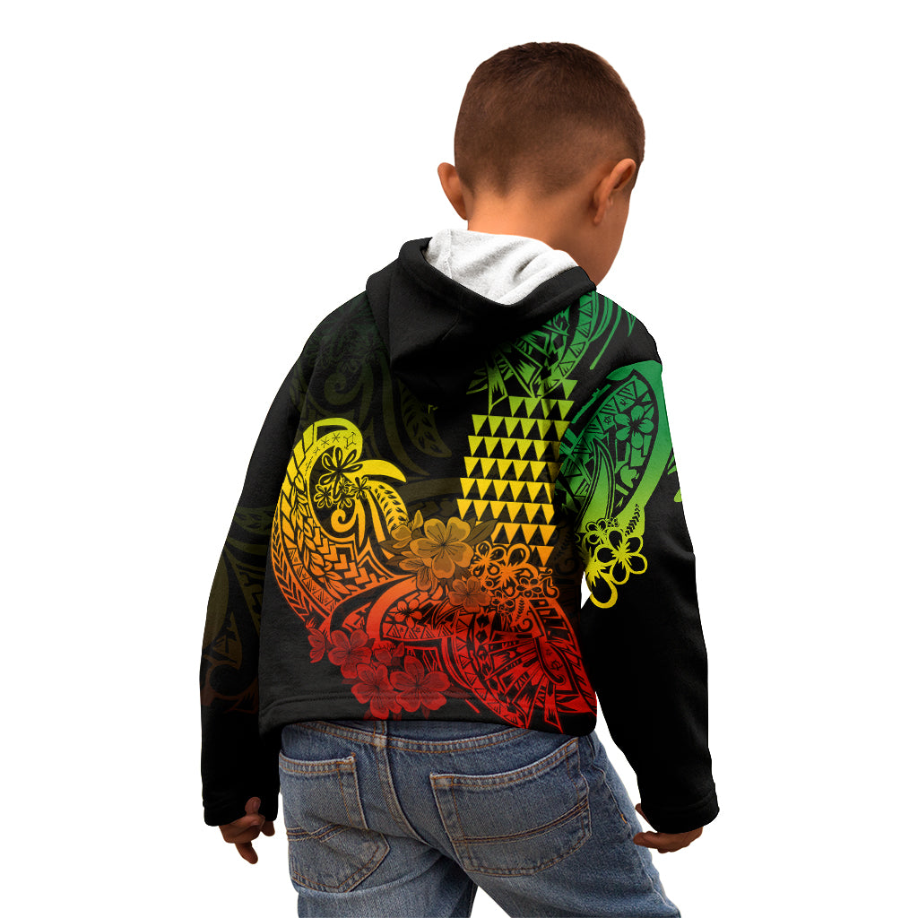 Hawaii Kakau Kid Hoodie Polynesian Floral Tribal Reggae Version LT9 - Polynesian Pride