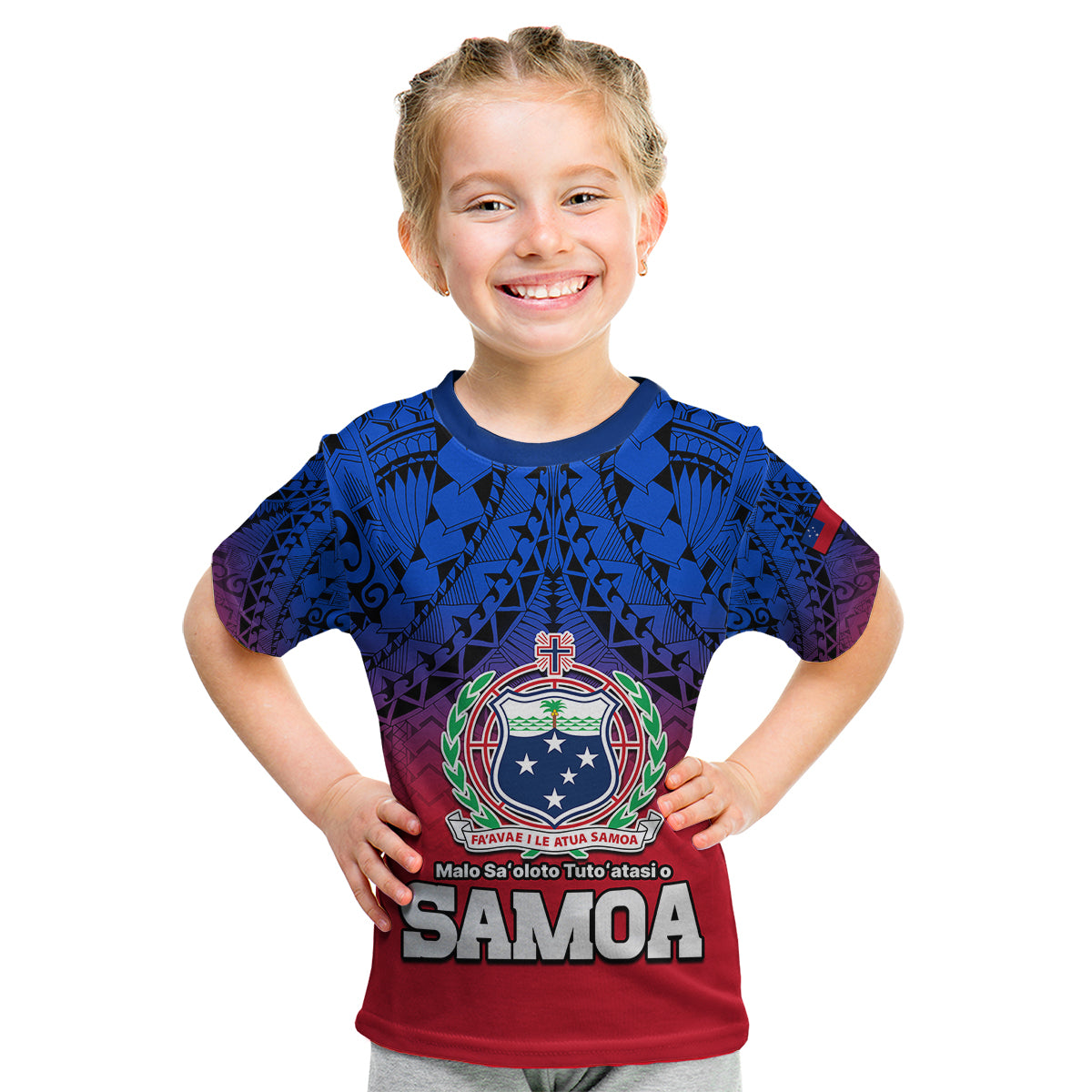Polynesian Independent State of Samoa Gradient Kid T Shirt LT9 Youth XL Size14 - Polynesian Pride