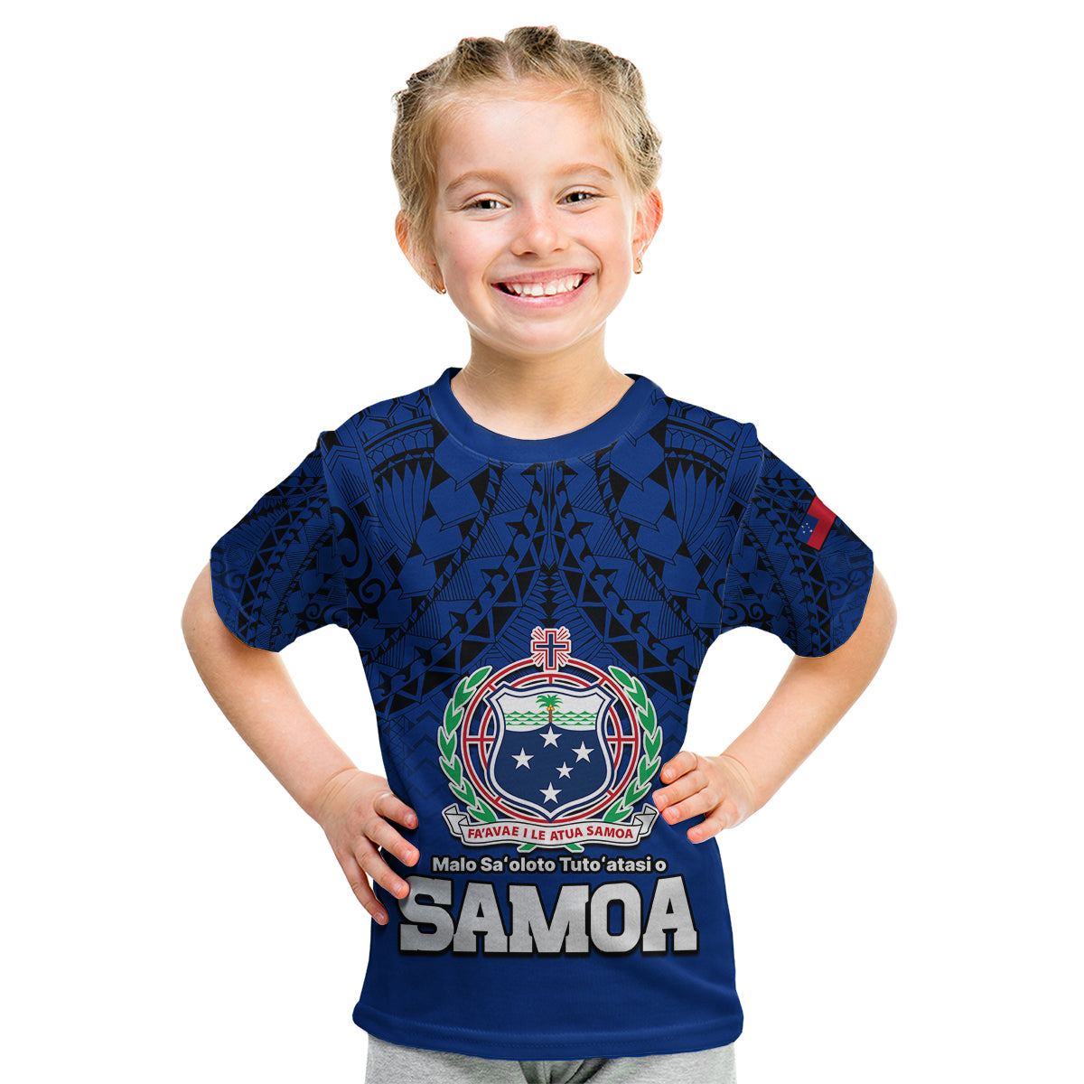 Polynesian Independent State of Samoa Blue Kid T Shirt LT9 Youth XL Size14 - Polynesian Pride