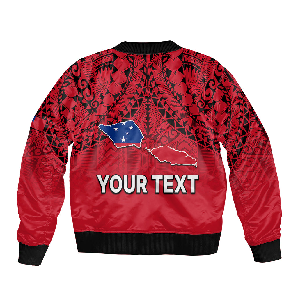(Custom Personalised) Polynesian Independent State of Samoa Red Sleeve Zip Bomber Jacket LT9 - Polynesian Pride