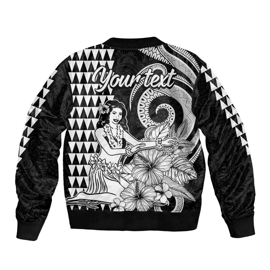(Custom Personalised) Aloha Hula Girl Hawaiian Tribal and Simple Kakau Bomber Jacket LT9 - Polynesian Pride