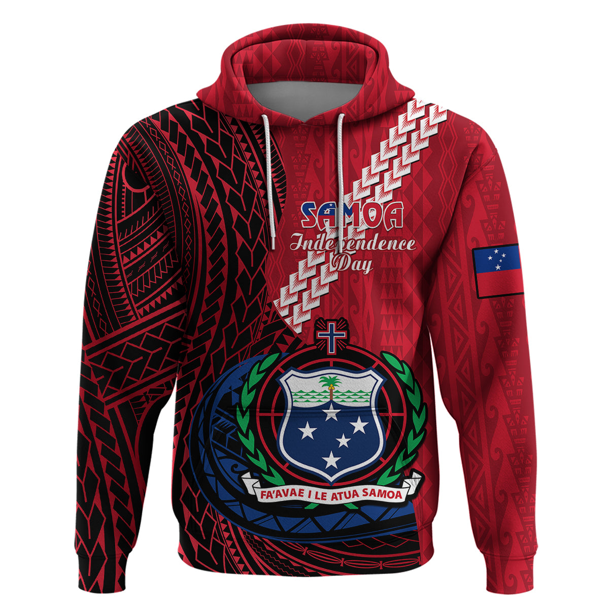 Custom Samoa Hoodie Happy Independence Day Samoan Red Pattern LT14 - Polynesian Pride