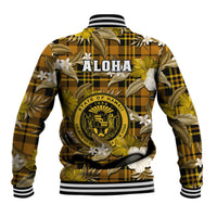 Hawaii State Baseball Jacket Tropical Flowers Mix Tartan Gold Version LT14 - Polynesian Pride
