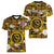 (Custom Personalised) Hawaii State Women V Neck T Shirt Tropical Flowers Mix Tartan Gold Version LT14 Female Gold - Polynesian Pride