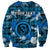 (Custom Personalised) Hawaii State Sweatshirt Tropical Flowers Mix Tartan Blue Version LT14 - Polynesian Pride