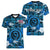 (Custom Personalised) Hawaii State Women V Neck T Shirt Tropical Flowers Mix Tartan Blue Version LT14 Female Blue - Polynesian Pride
