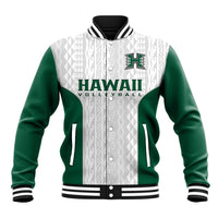 Hawaii Volleyball Baseball Jacket Hawaiian Kakau White Style LT14 Unisex White - Polynesian Pride