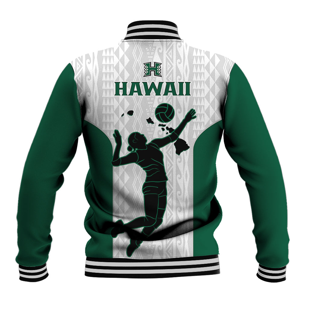 Hawaii Volleyball Baseball Jacket Hawaiian Kakau White Style LT14 - Polynesian Pride