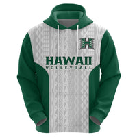 Hawaii Volleyball Hoodie Hawaiian Kakau White Style LT14 Zip Hoodie White - Polynesian Pride