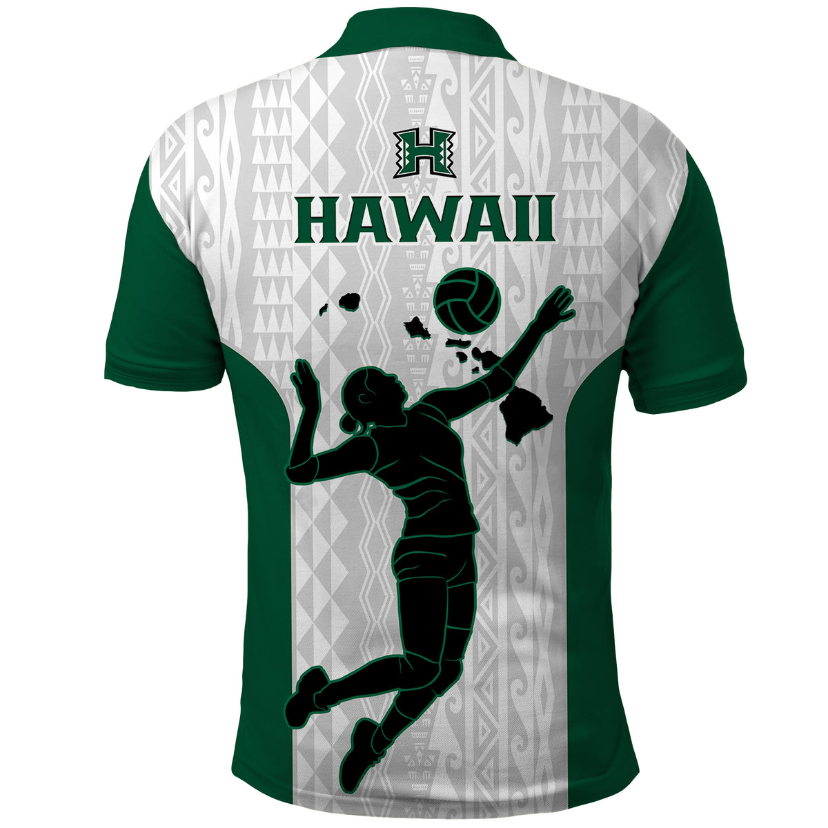 Hawaii Volleyball Polo Shirt Hawaiian Kakau White Style LT14 - Polynesian Pride