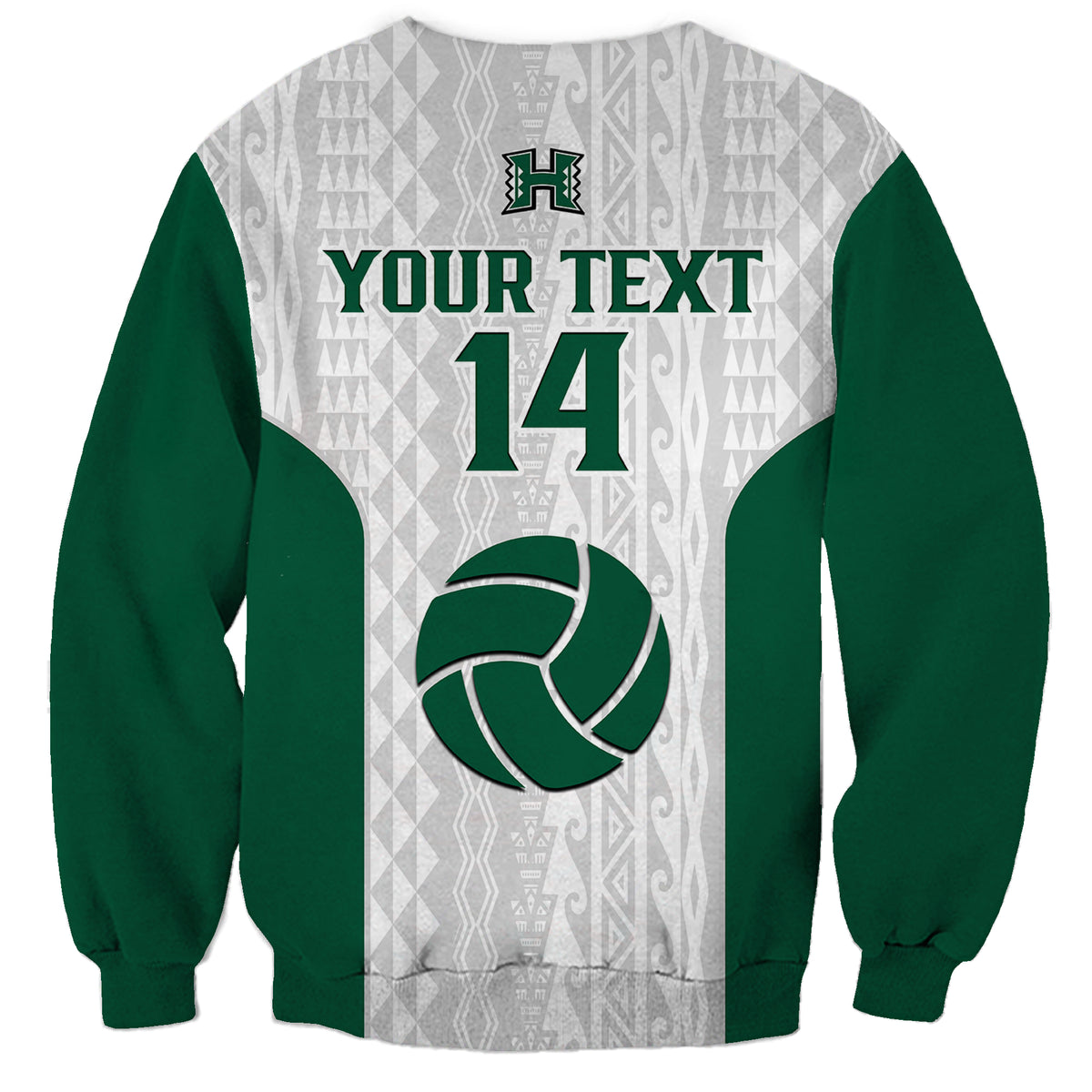 (Custom Text And Number) Hawaii Volleyball Sweatshirt Hawaiian Kakau White Style LT14 - Polynesian Pride