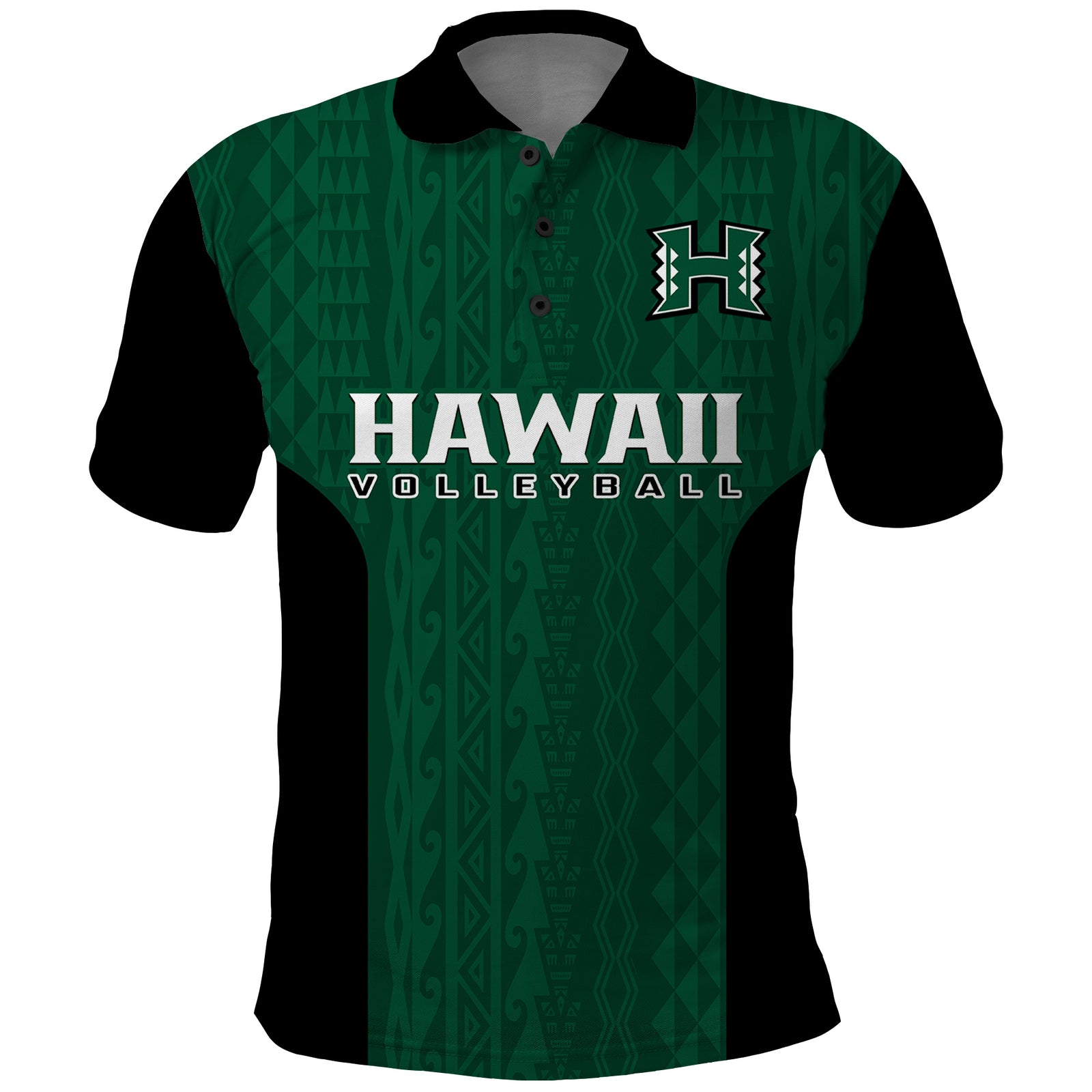 Hawaii Volleyball Polo Shirt Hawaiian Kakau Green Style LT14 Green - Polynesian Pride