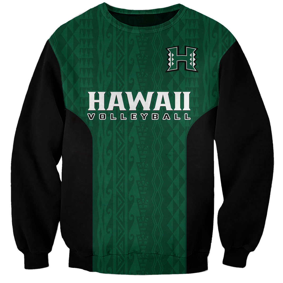 Hawaii Volleyball Sweatshirt Hawaiian Kakau Green Style LT14 Unisex Green - Polynesian Pride