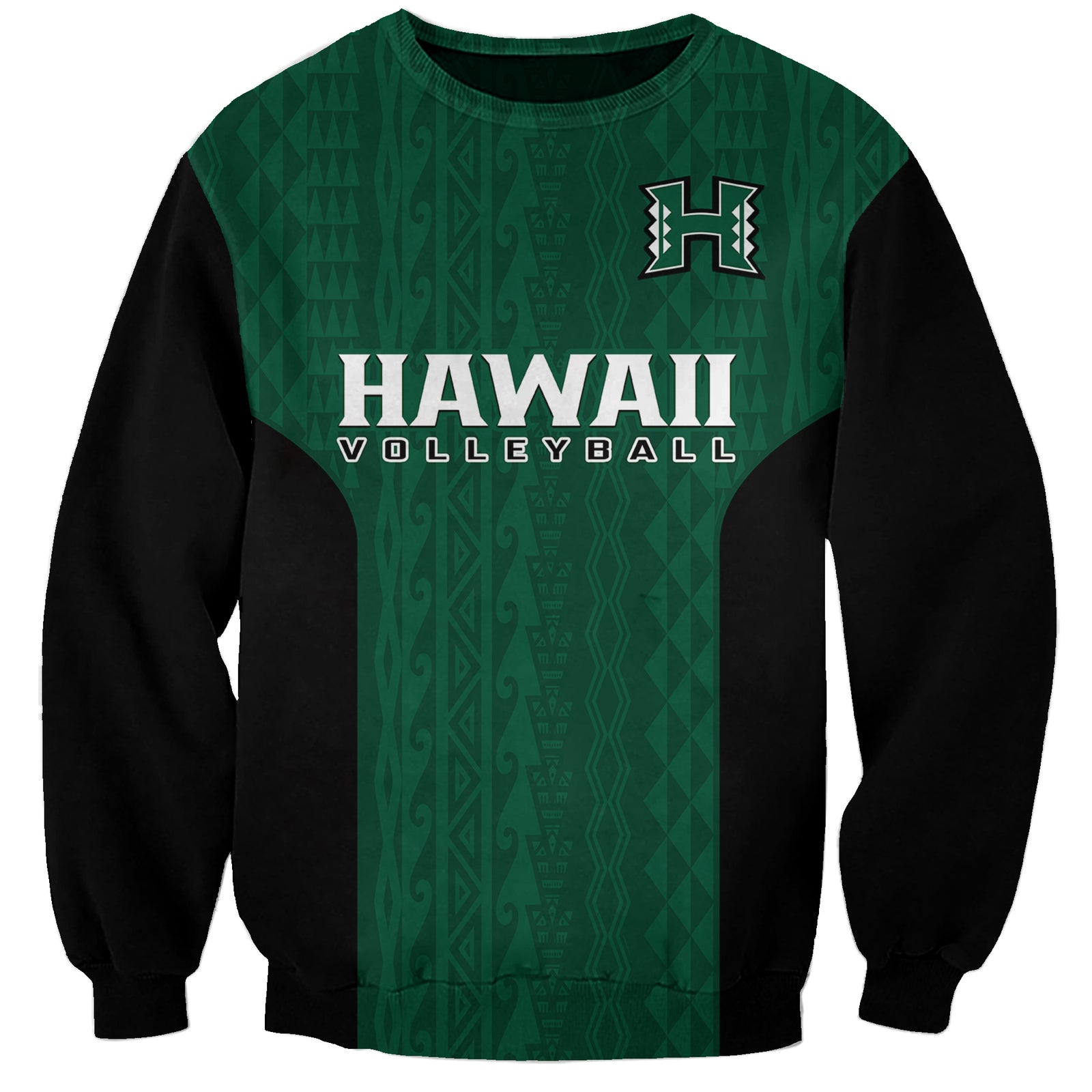 Hawaii Volleyball Sweatshirt Hawaiian Kakau Green Style LT14 Unisex Green - Polynesian Pride