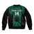 (Custom Text And Number) Hawaii Volleyball Sleeve Zip Bomber Jacket Hawaiian Kakau Green Style LT14 - Polynesian Pride