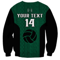 (Custom Text And Number) Hawaii Volleyball Sweatshirt Hawaiian Kakau Green Style LT14 - Polynesian Pride