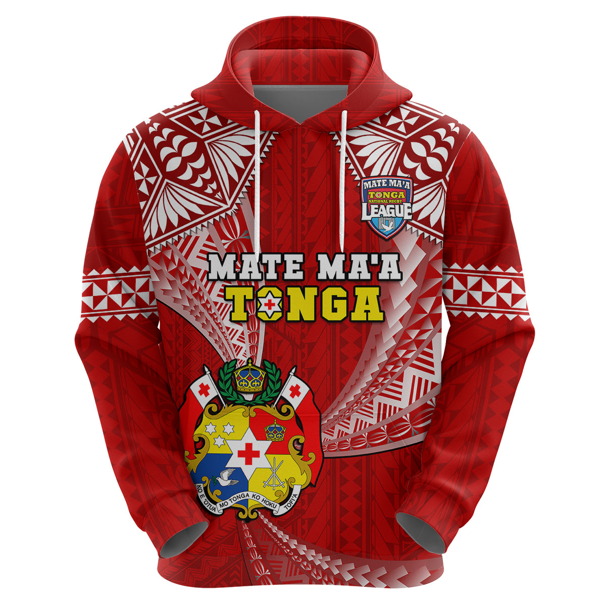 Tonga Rugby Hoodie Mate Maa Tonga Pacific Tongan Ngatu LT14 - Polynesian Pride