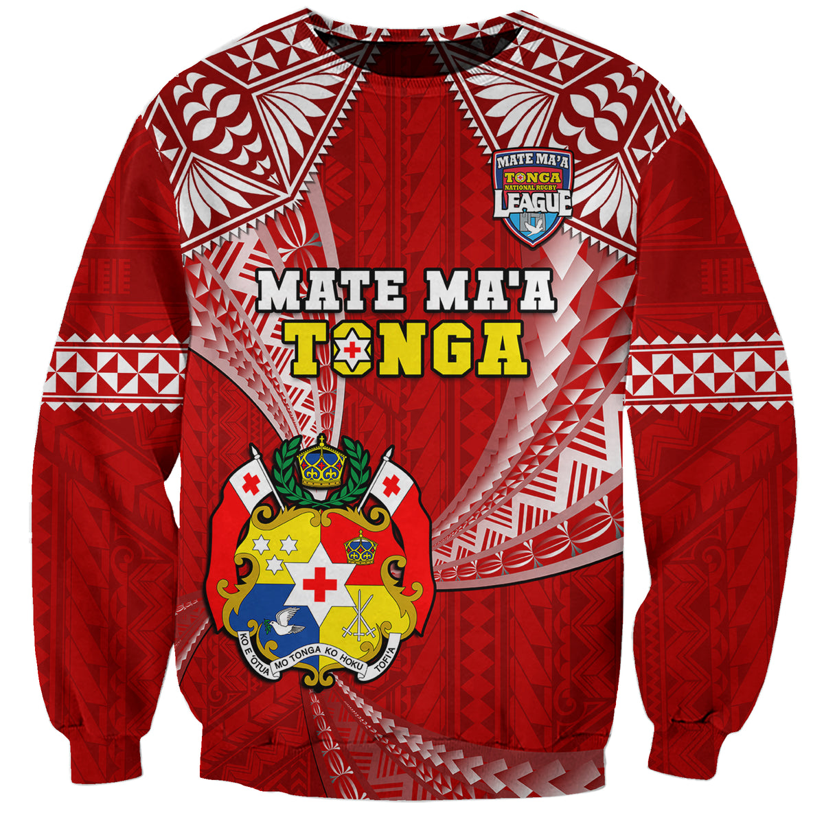 Tonga Rugby Sweatshirt Mate Maa Tonga Pacific Tongan Ngatu LT14 Unisex Red - Polynesian Pride