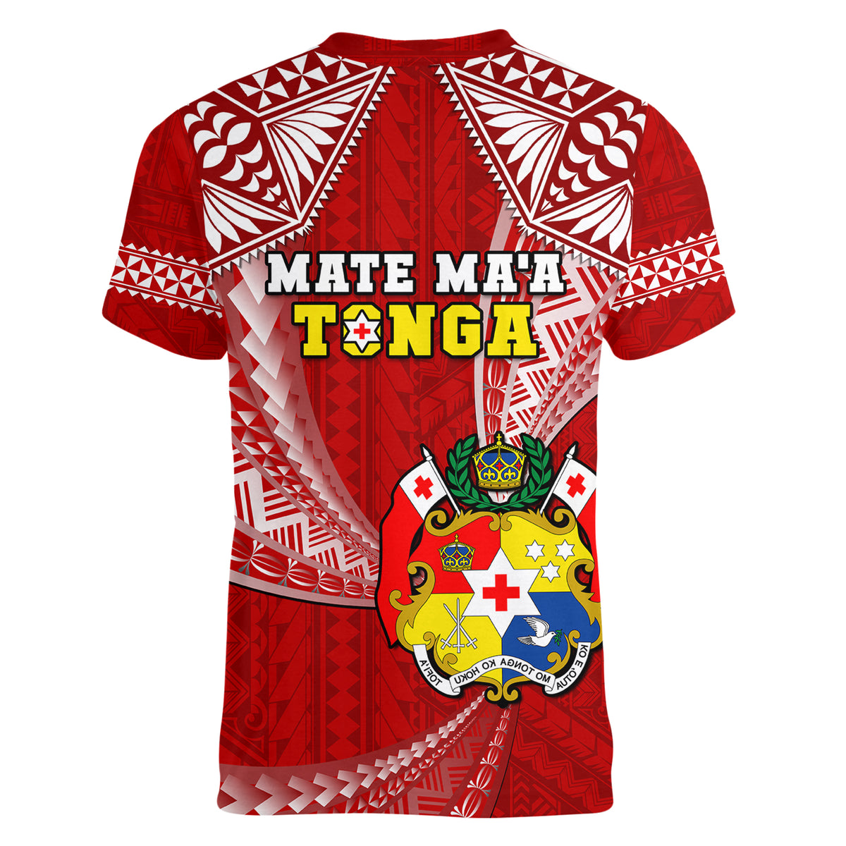 Tonga Rugby Women V Neck T Shirt Mate Maa Tonga Pacific Tongan Ngatu LT14 - Polynesian Pride